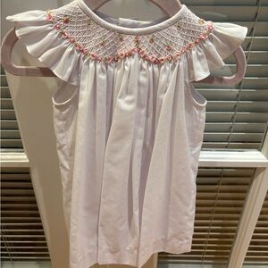 Luli & Me White Smocked Baby Dress with Pink Accents